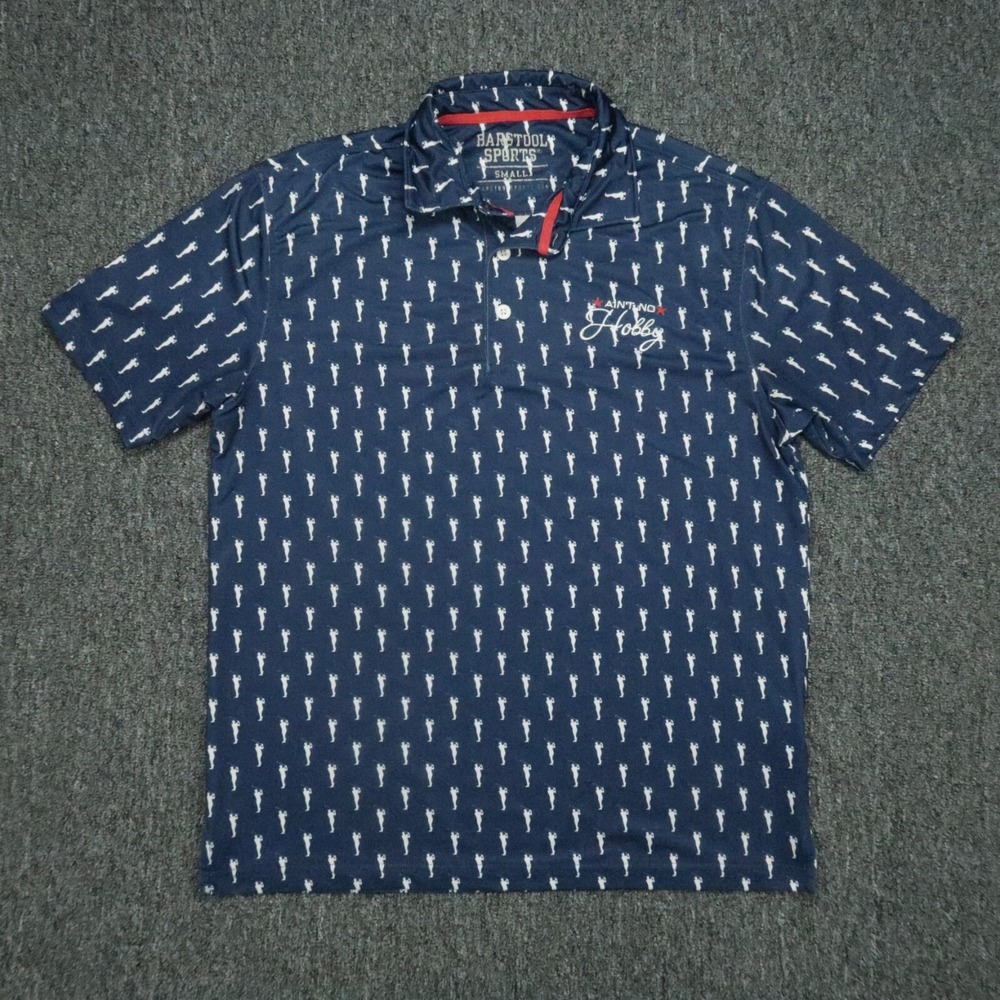 Barstool Sports Shirt Mens Small Blue Golf‎ Performance Polo Aint No Hobby